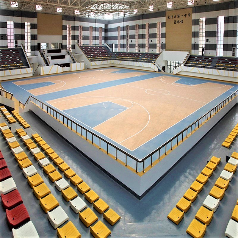 Indoor Maple Basketball Vinyl Sports Floor Roll Wood Pattern 4.5mm