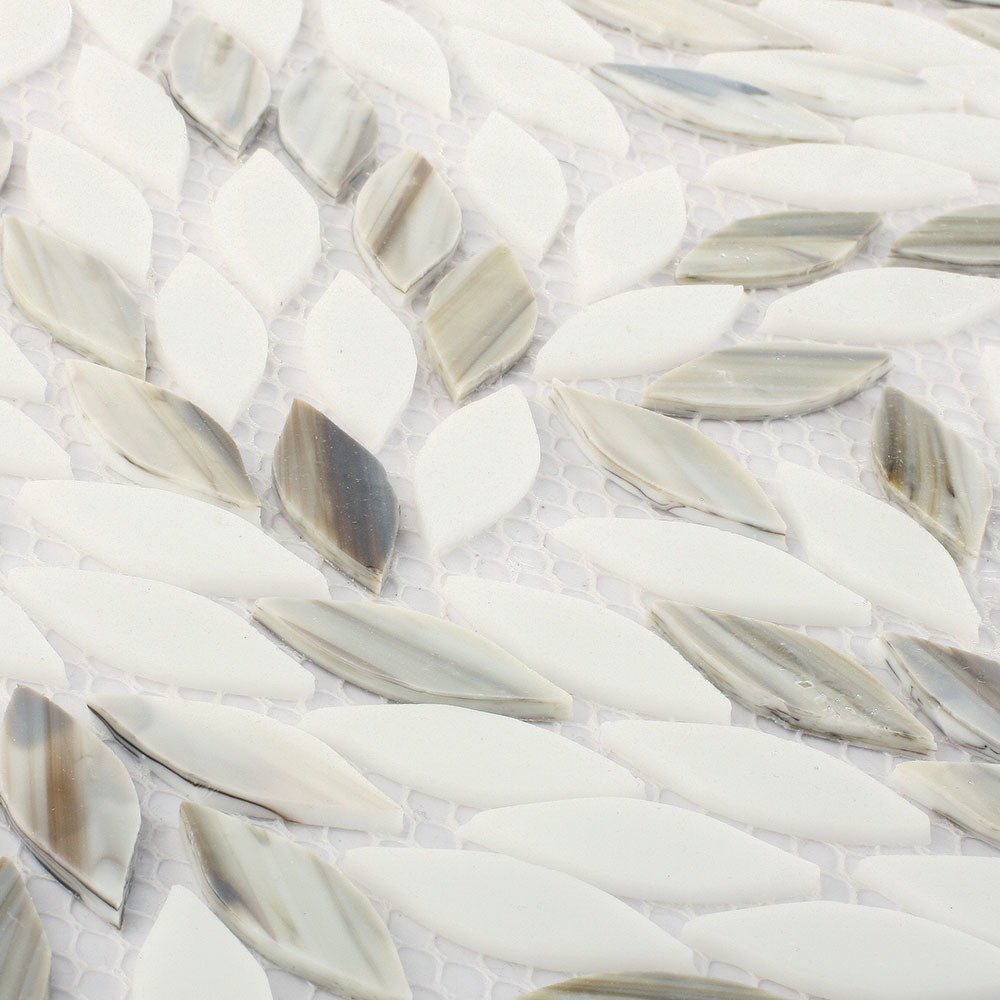 New Design Leaf Patterns Gray Glass Mosaic Kitchen Backsplash Tile