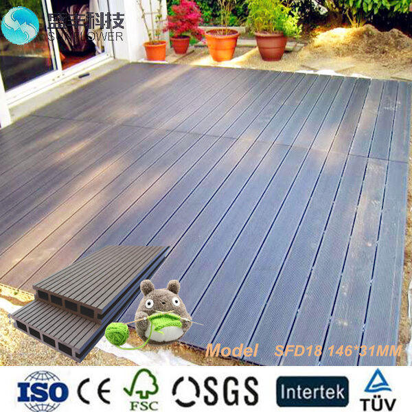 Red Brown Solid Decking WPC Terrace Decking