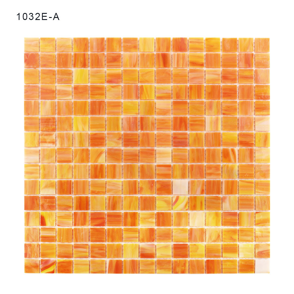Decorative Orange Square Stained Glass Mosaic Tile