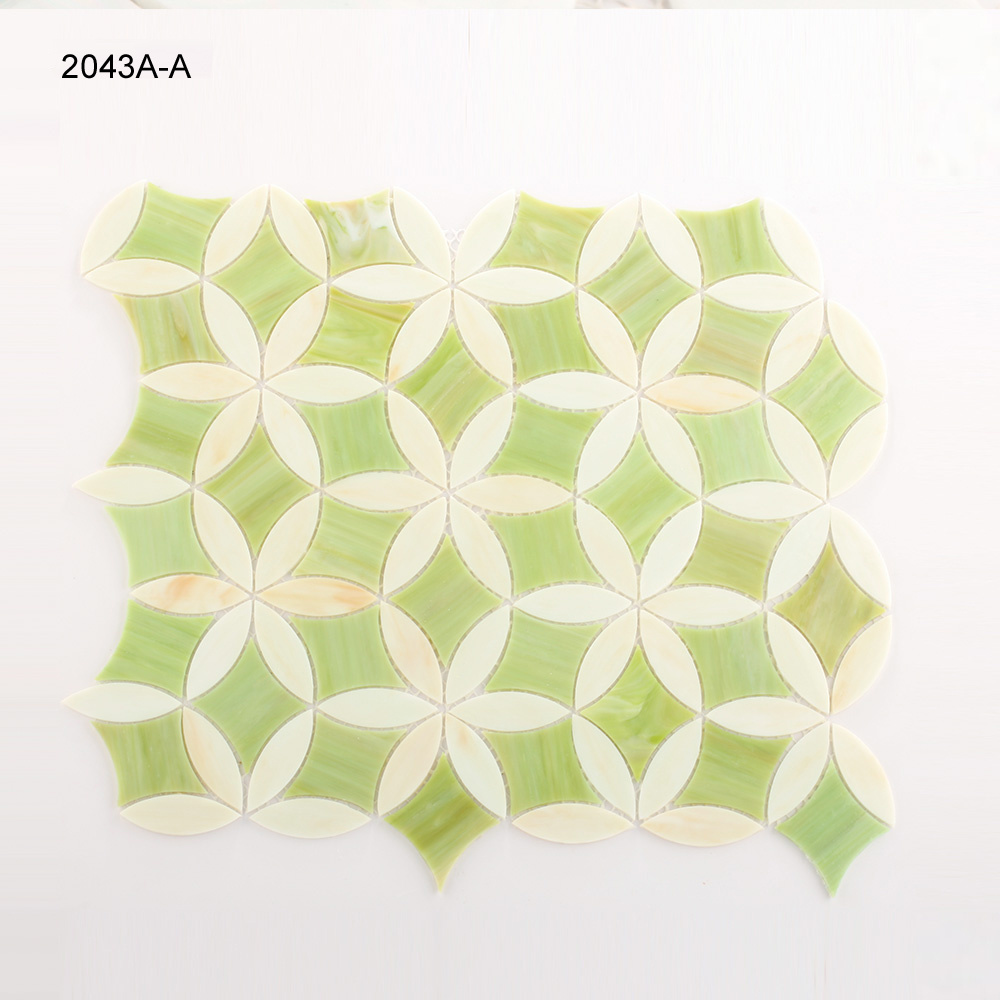Art Decoration Green Kitchen Tiles Stained Glass Mosaic for Sale
