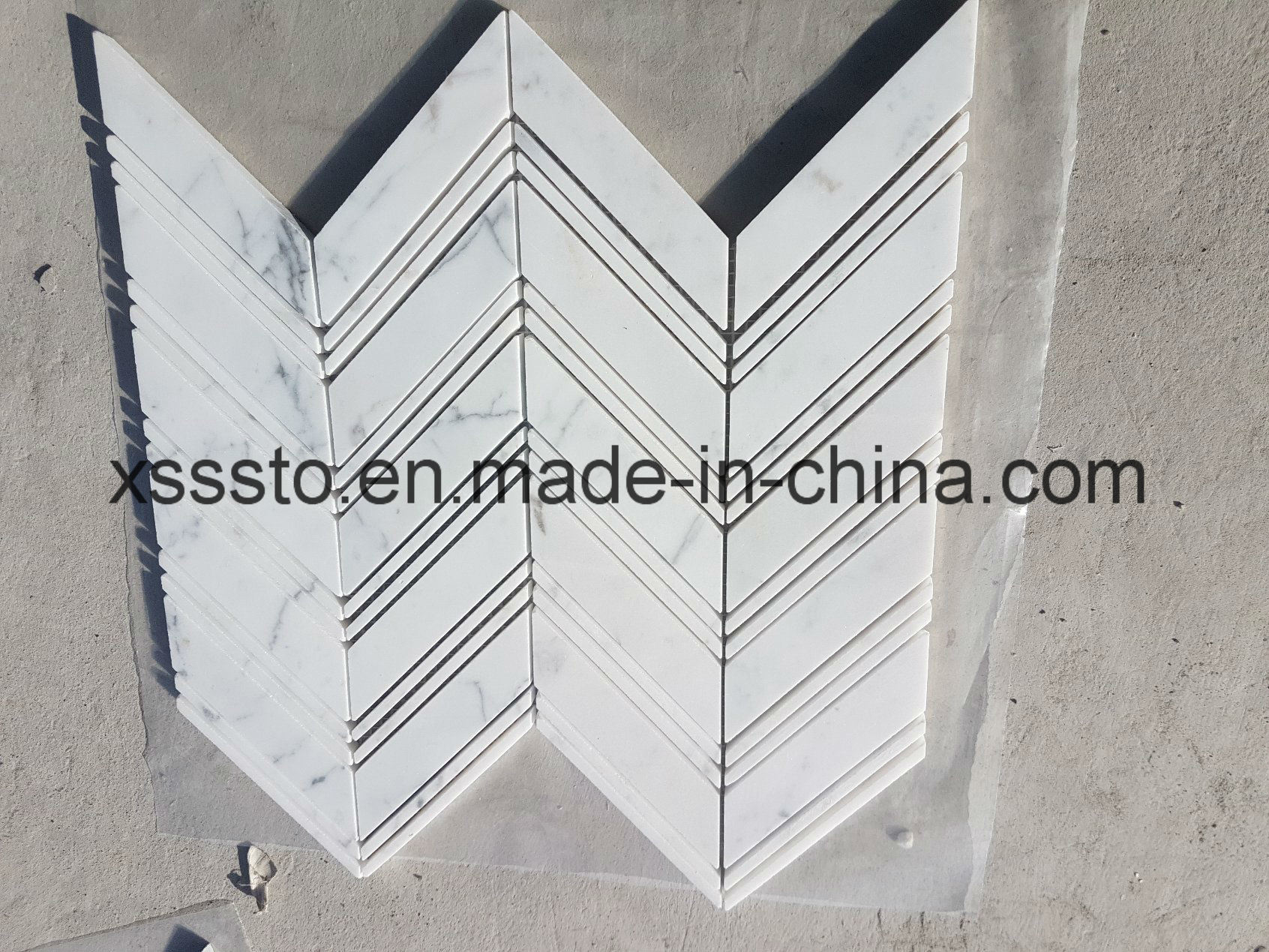 Statuario Marble Chevron Mosaic Pattern Interior & Exterior Wall Floor Tile