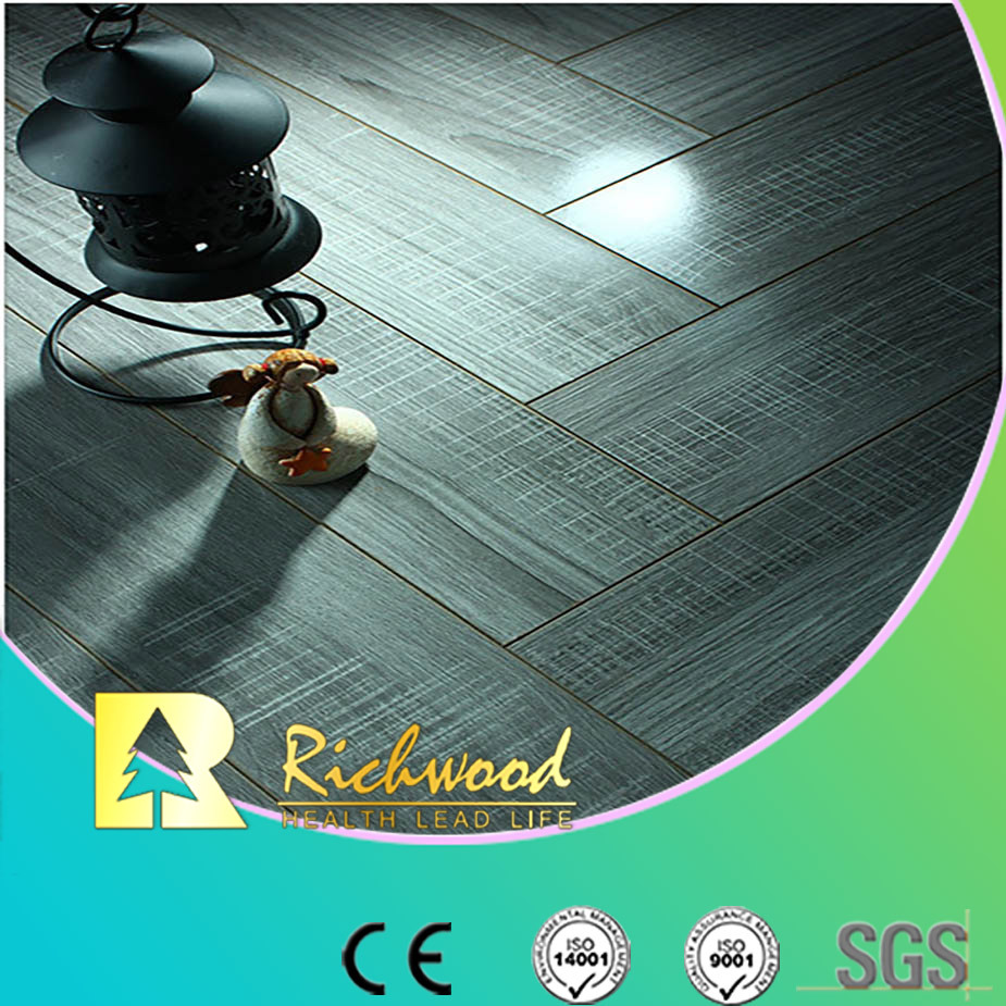 12.3mm Mirror Oak Water Resistant V-Grooved Laminate Flooring