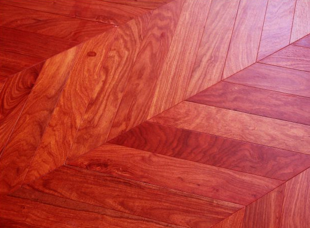 Engineered African Rosewood Padauk Chevron Parquet Flooring--Red