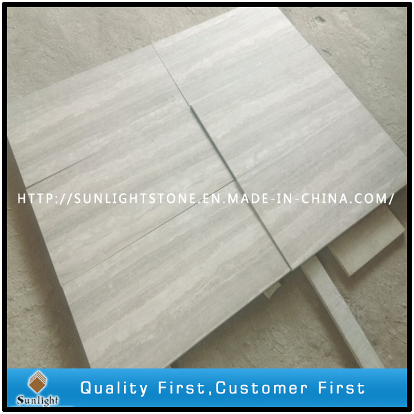 Chinese White Wood Grain Marble Stone Flooring for Kitchen and Bathroom