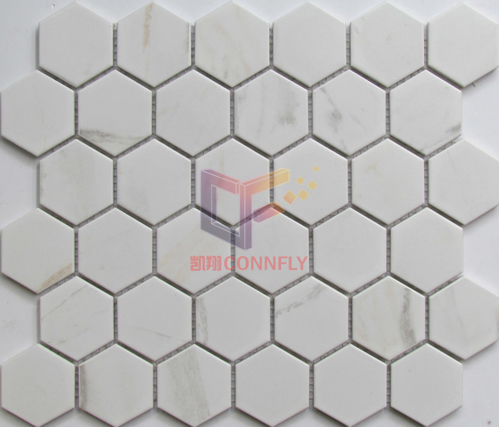 White Polished Ceramic Tile Hexagon Shape Mosaic (CST276)