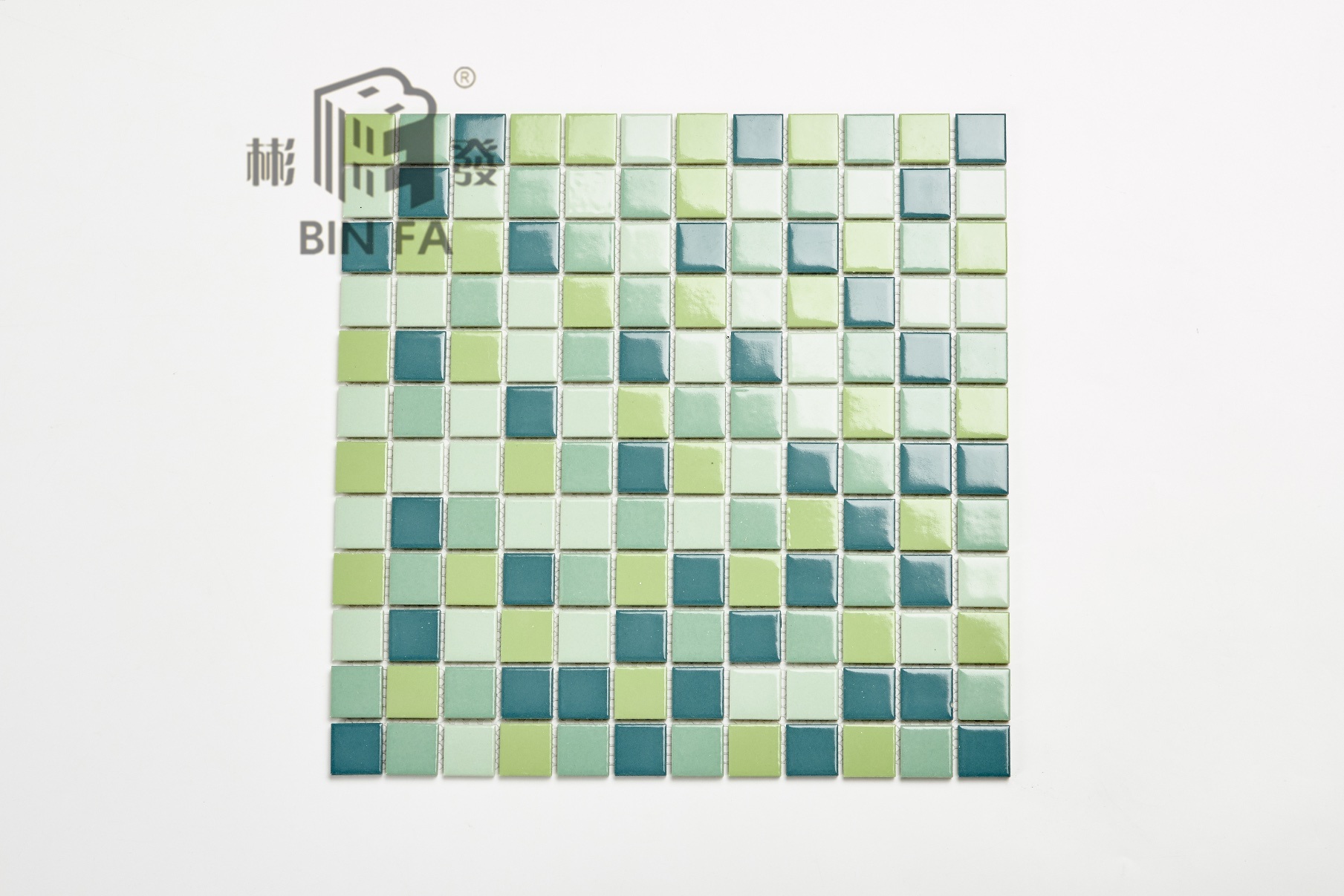 Mixed Green 23*23mm Ceramic Mosaic Tile for Decoration, Kitchen, Bathroom and Swimming Pool