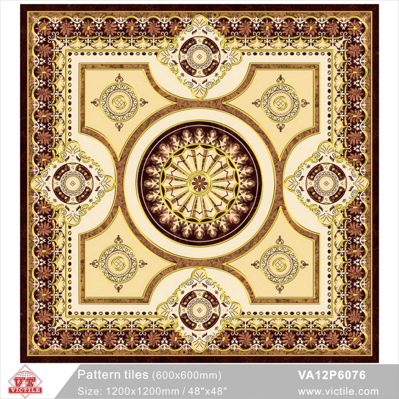 Building Material Customized Pattern Floor Carpet Tile (VA12P6076, 600X600mm+1200X1200mm)
