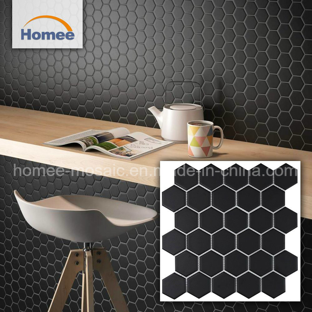 Kitchen Back Splack Matt Black Mosaic Hexagon Decoration Mosaic Tiles