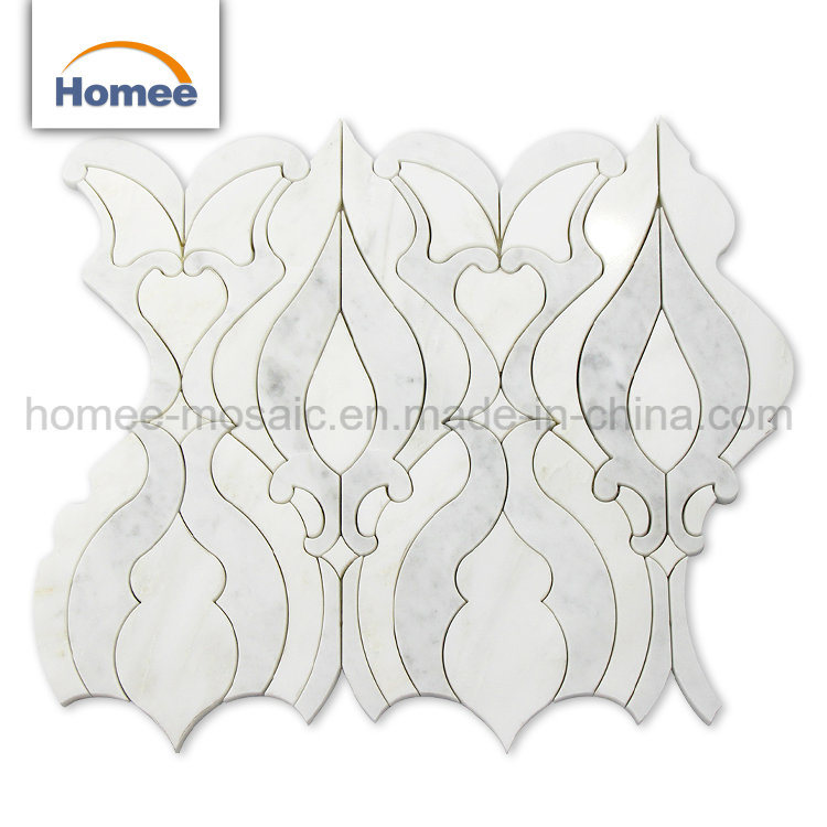 High Quality Design Polished White Flower Waterjet Marble Mosaic