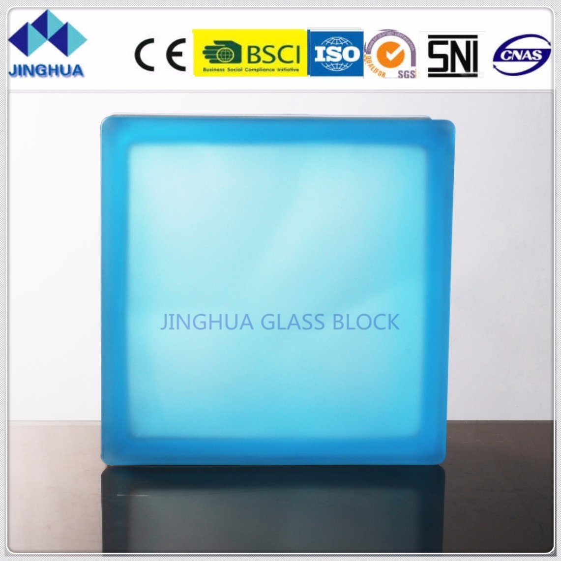 Jinghua Misty Cloudy Sapphire Color 190X190X80mm Glass Brick/Block