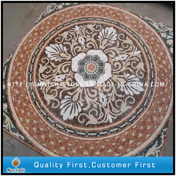 Natural Marble Stone Waterjet Mosaic Pattern, Mosaic Medallion Floor Tiles