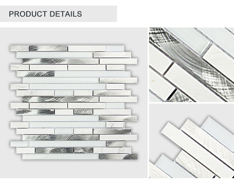 Wholesale High Quality White Mosaic Tile Mixed with Glass&Aluminum