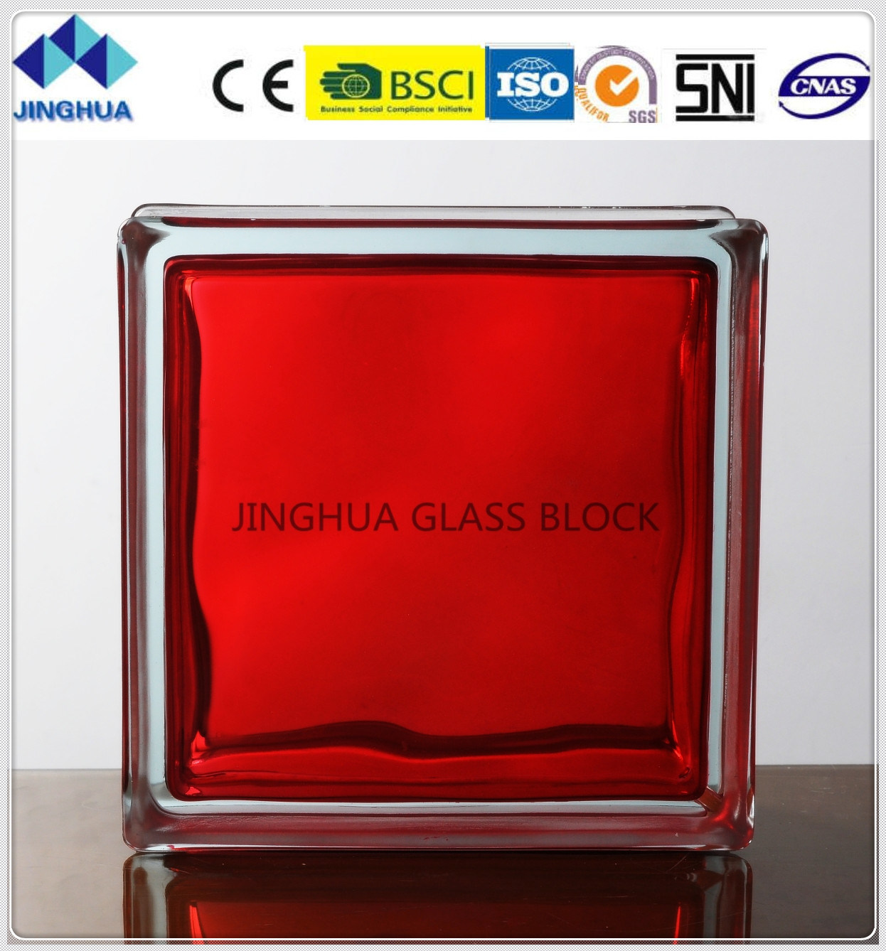 Jinghua High Quality in-Colored Red Glass Brick/Block