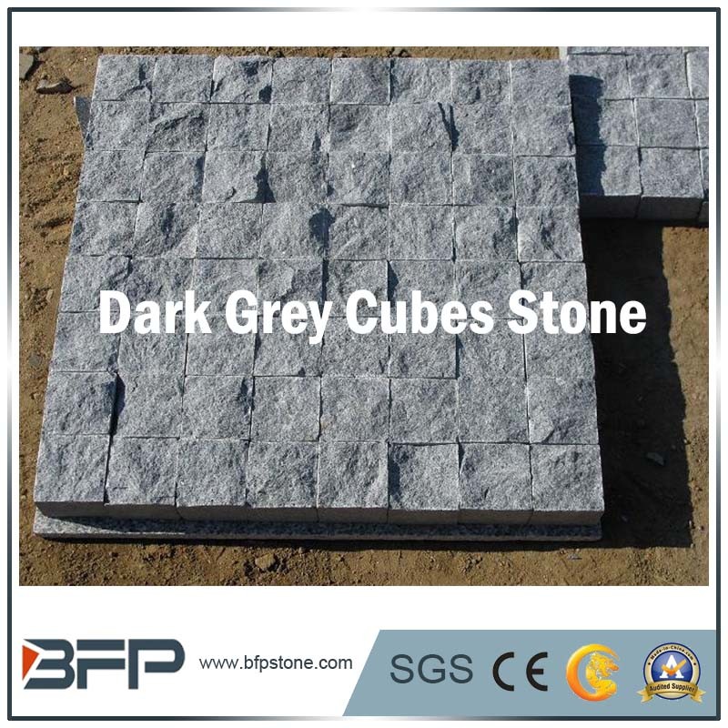 Basalt/Slate/Sandstone/Granite Dark Grey Stone Cobble Cubes Paving