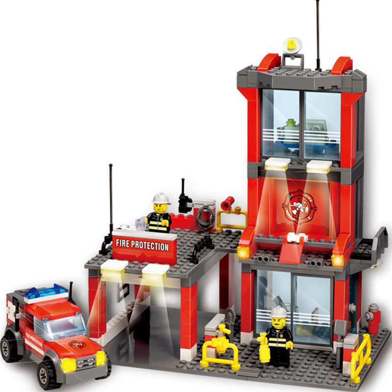 1488052-City Fire Station 300PCS Building Blocks Compatible All Brand City Truck Model Toys Bricks with Firefighter
