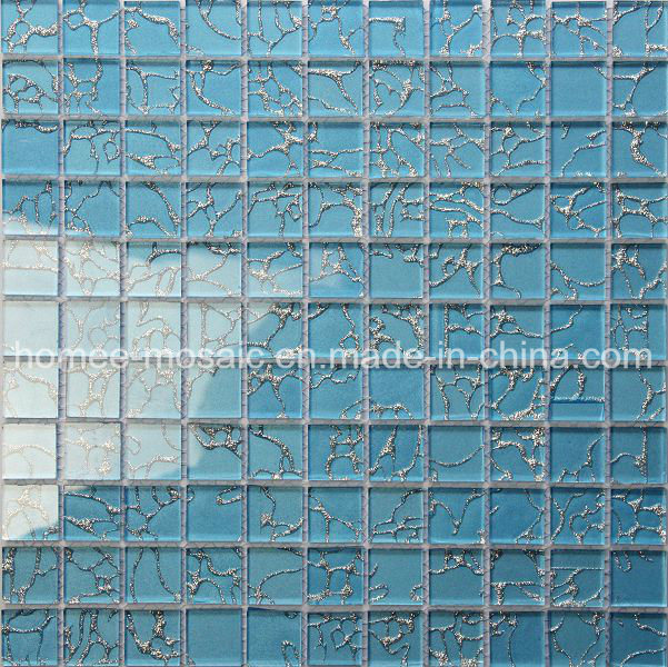 China Manufacturer Blue Bathroom Tile Designs Glass Mosaic Tile