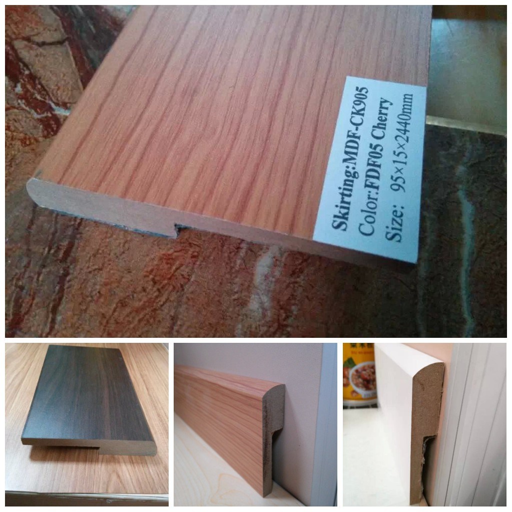 Ck MDF Wood Skirting Basrboard Wrapped PVC Foil for Wooden Flooring
