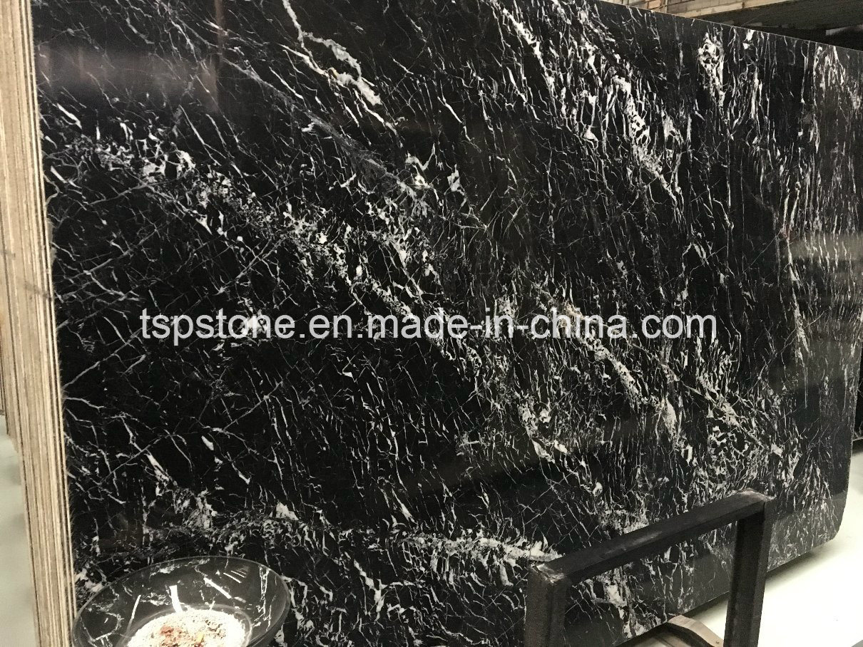Nero Marquina Marble Stone Slab for Floor/Flooring/Stair/Wall/Bathroom/Kitchen Tile/Bathroom/Wall Tile