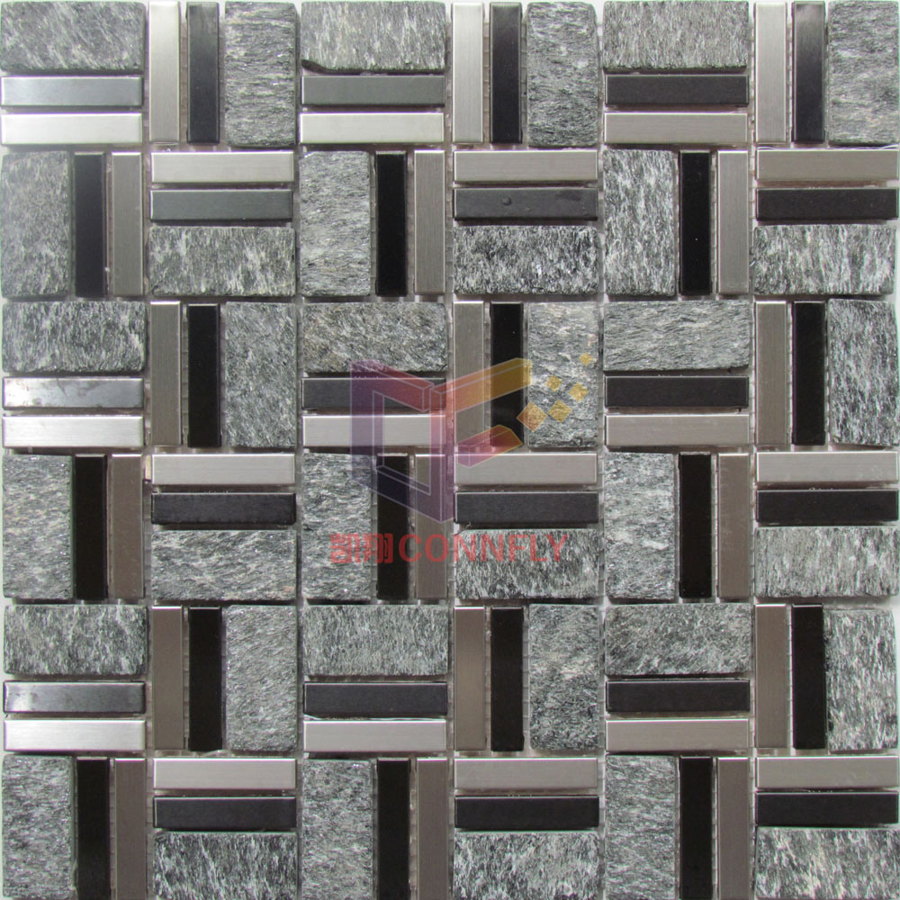 Slate Mix Stainless Steel Morden Style Mosaic Tiles (CFM1083)