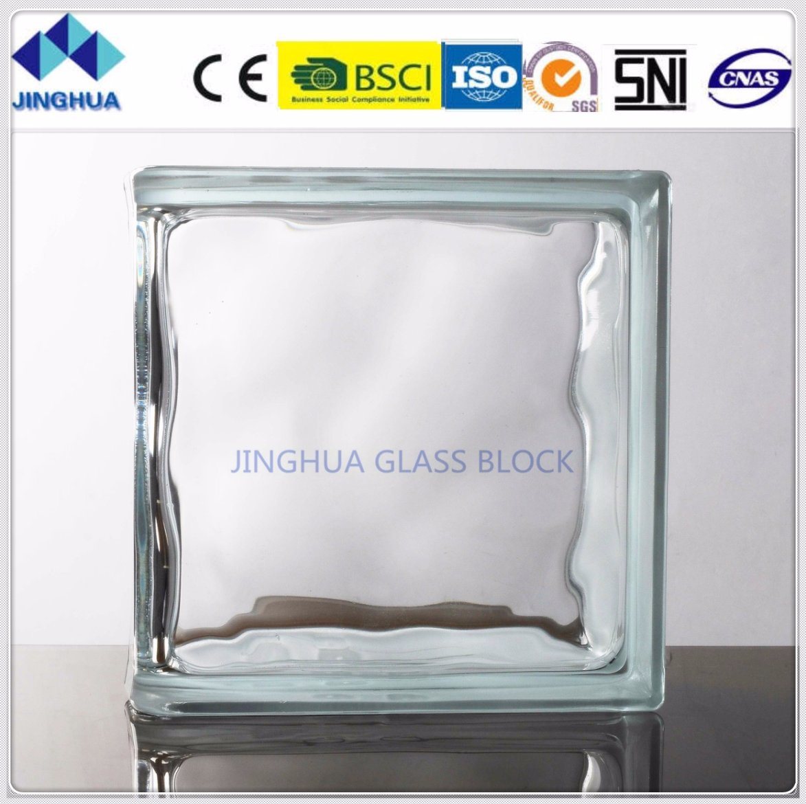 Jinghua Best Quality End Clear 190X190X80mm Glass Block/Brick