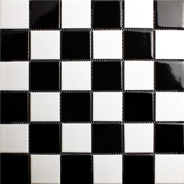 Black and White Ceramic Pool Mosaic Tile