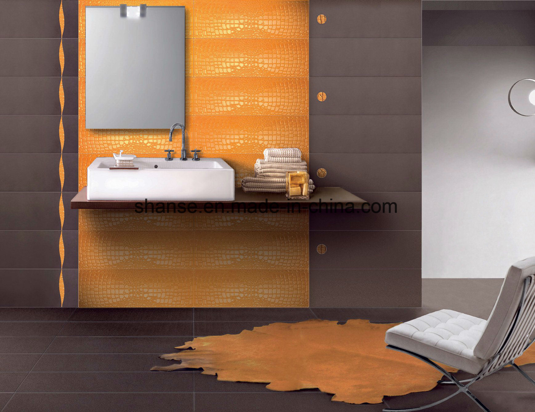 Anti-Acid Fireproof Non-Toxic Red Leather Texture Ceramic Tile
