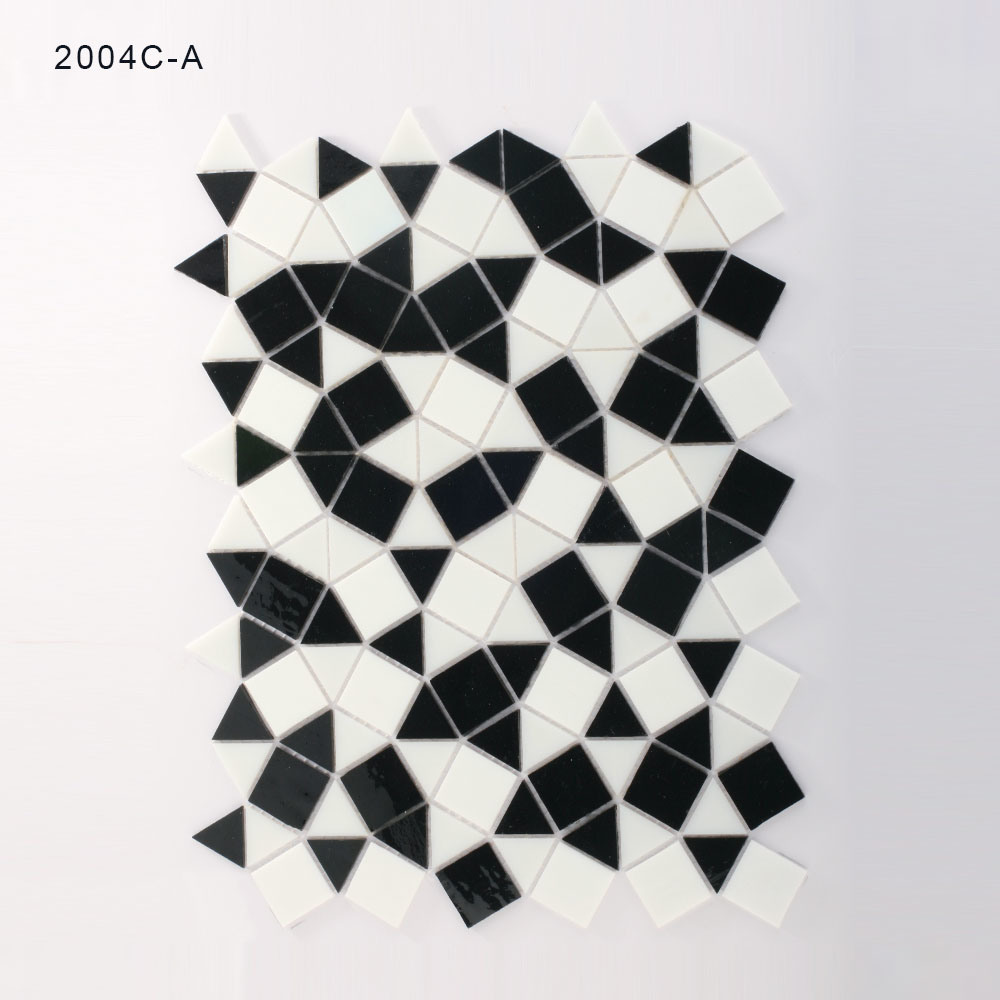 Black and White Colored Glass Mosaic Tile