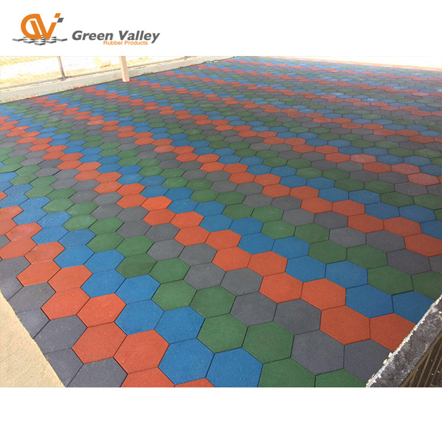 SBR Hexagon Rubber Tiles for Outdoor Walkway Pathway Playground