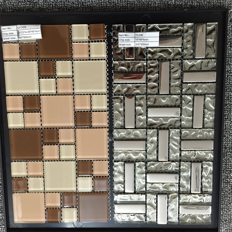 Modern Design Mix Color Glass and Metal Mosaic Tile