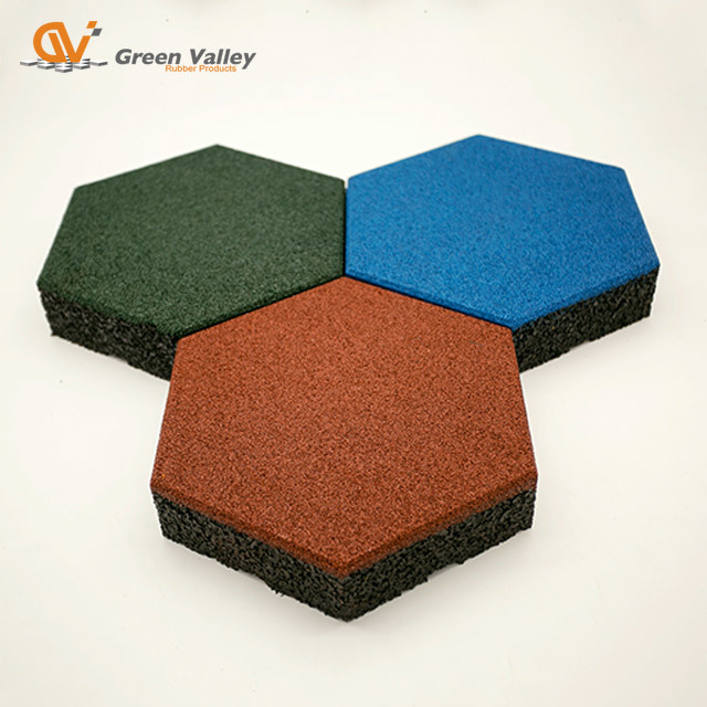 Sexangular Rubber Tiles Pavers for Outdoor Playground Park