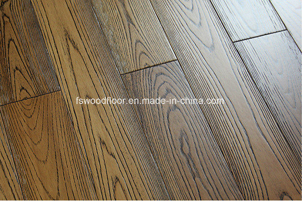 Wire Brushed Amber Ash Solid Wood Flooring