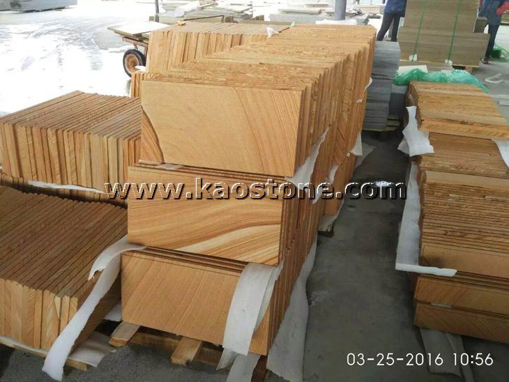 Natural Honed Yellow/Wood Veins Sandstone for Floor/Wall