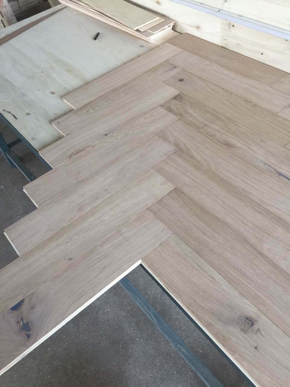 Unfinished White Oak Herringbone Engineered Hardwood Flooring