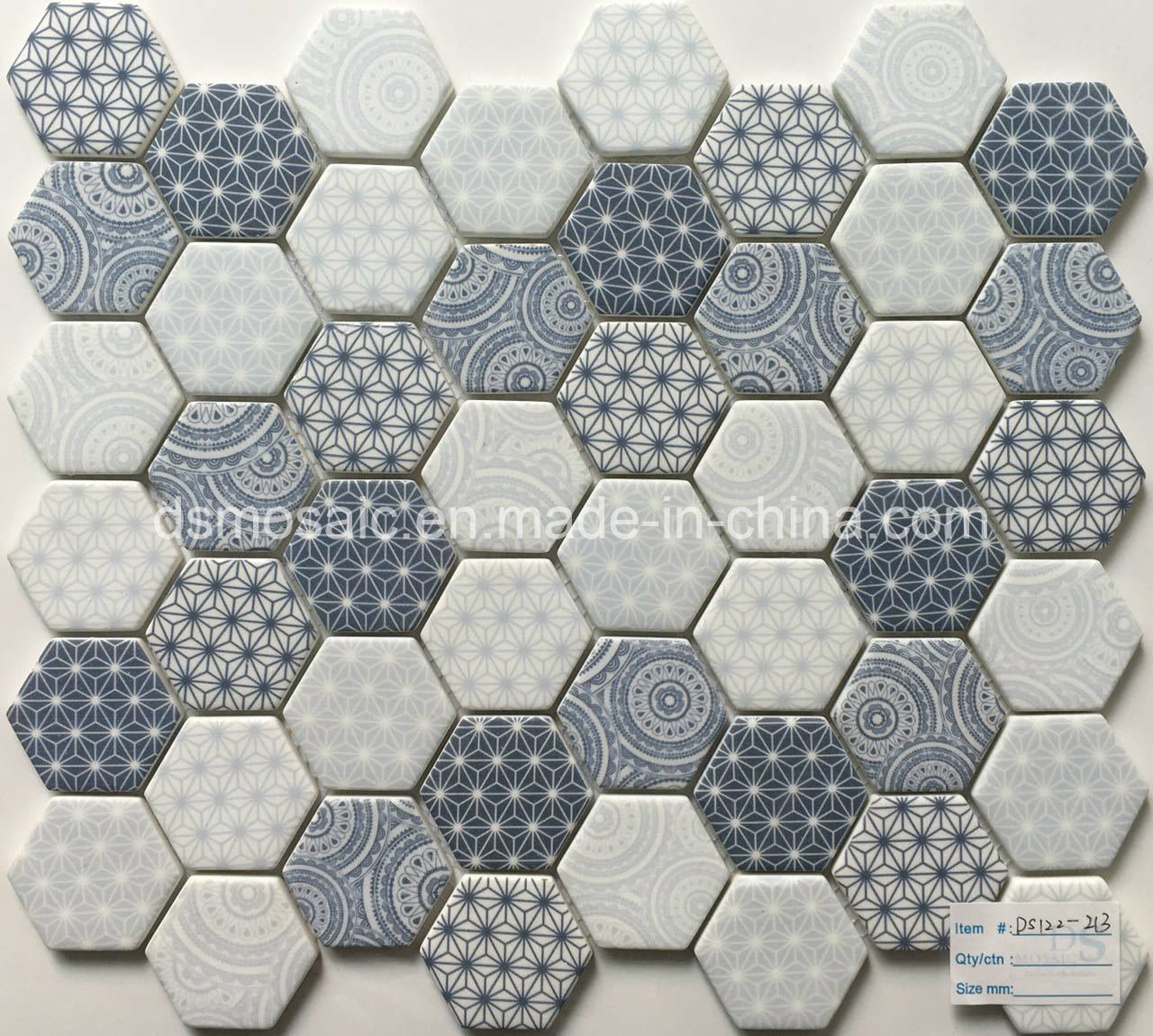 Newest Technology Full Body Hexagon Glass Mosaic Tile