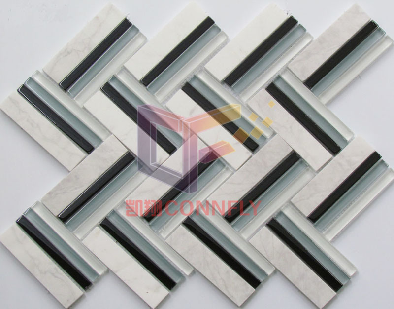 V Shape Glass Strip Mosaic for Wall (CFS717)