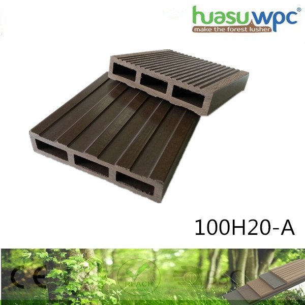 20mm Thick Hollow Deck WPC Profile Four Season Outdoor Flooring