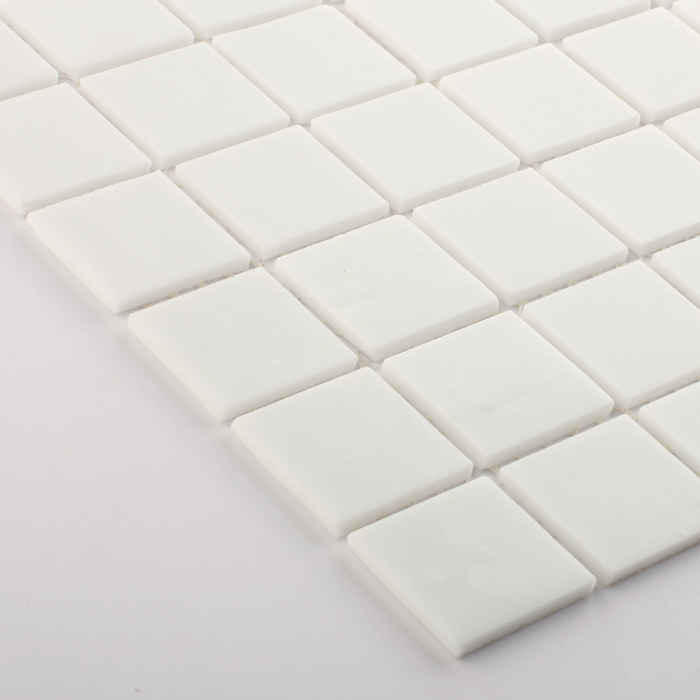 White Square Stained Glass Mosaic Tile