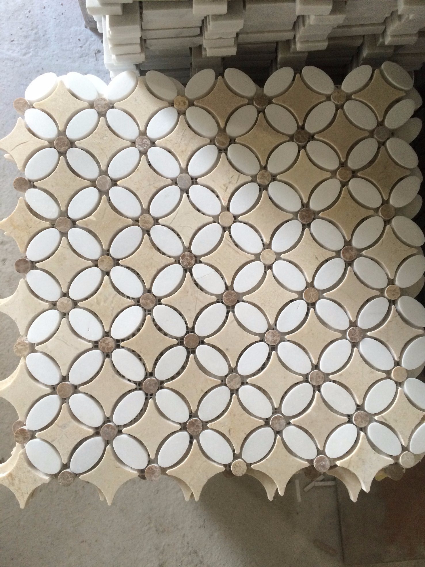 Crema Marfil Marble Basketweave mosaic Tile