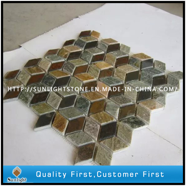Natural Mixed Color Wall Slate Stone Mosaic