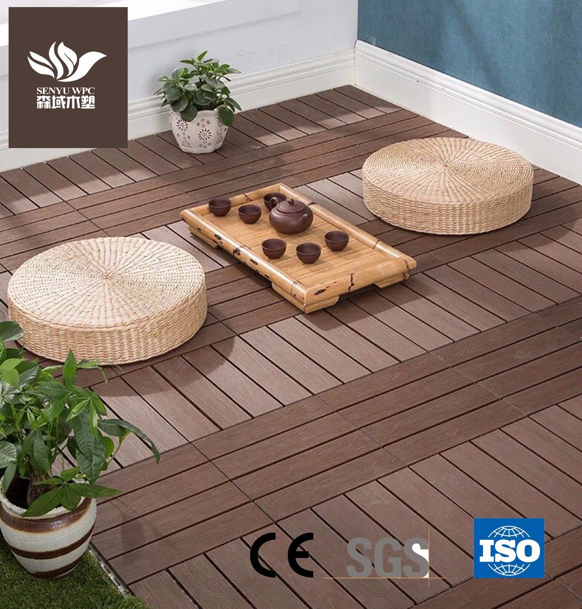 Wood Plastic Composite DIY Flooring for Courtyard