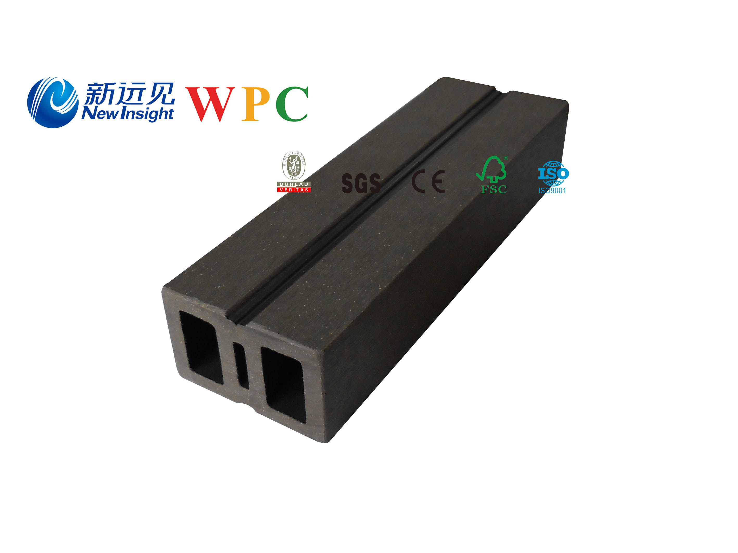 60*38mm Wood Plastic Composite WPC Decking Outfoor Flooring (LHMA082)