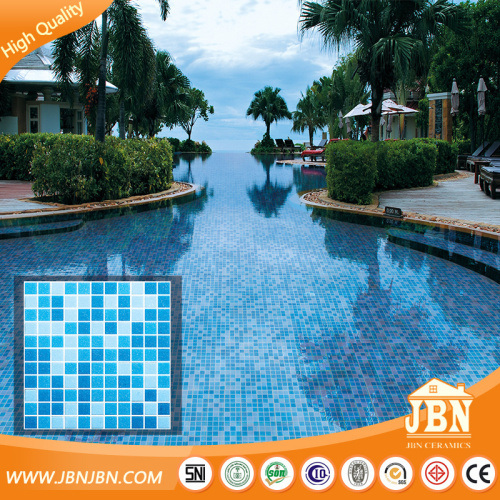 Popular Blue and White Glass Mosaic Swimming Pool Tile (H420010)