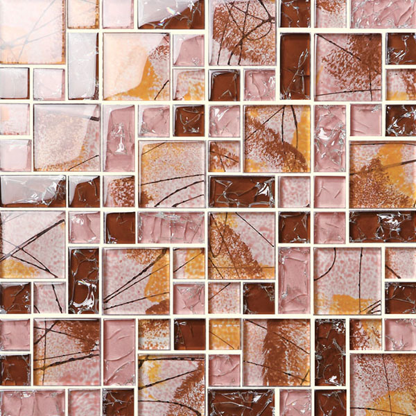 10*10mm Ceramic and Glass Mix Tile Mosaic From Foshan