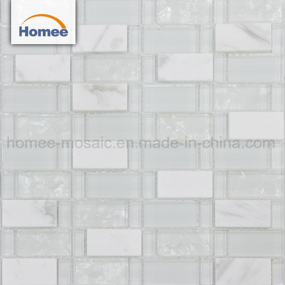 Bathroom Kitchen Crystal Grain White Glass Mosaic
