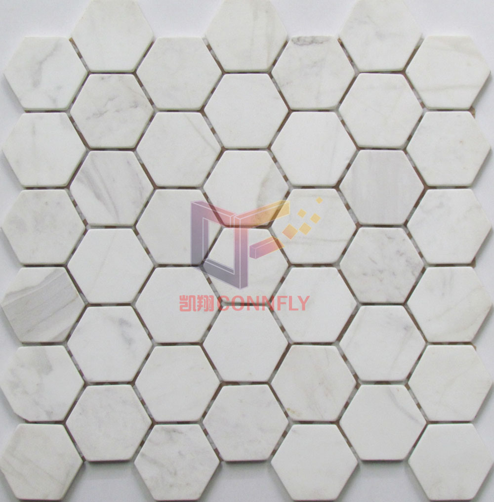 Volakas White Marble Hexagon Shape Mosaic (CFS962)