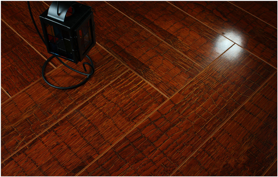 Commercial 12.3mm Mirror Walnut Sound Absorbing Laminate Floor