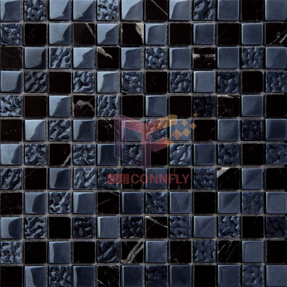 Black Glass Mix Stone Mosaic (CS043)