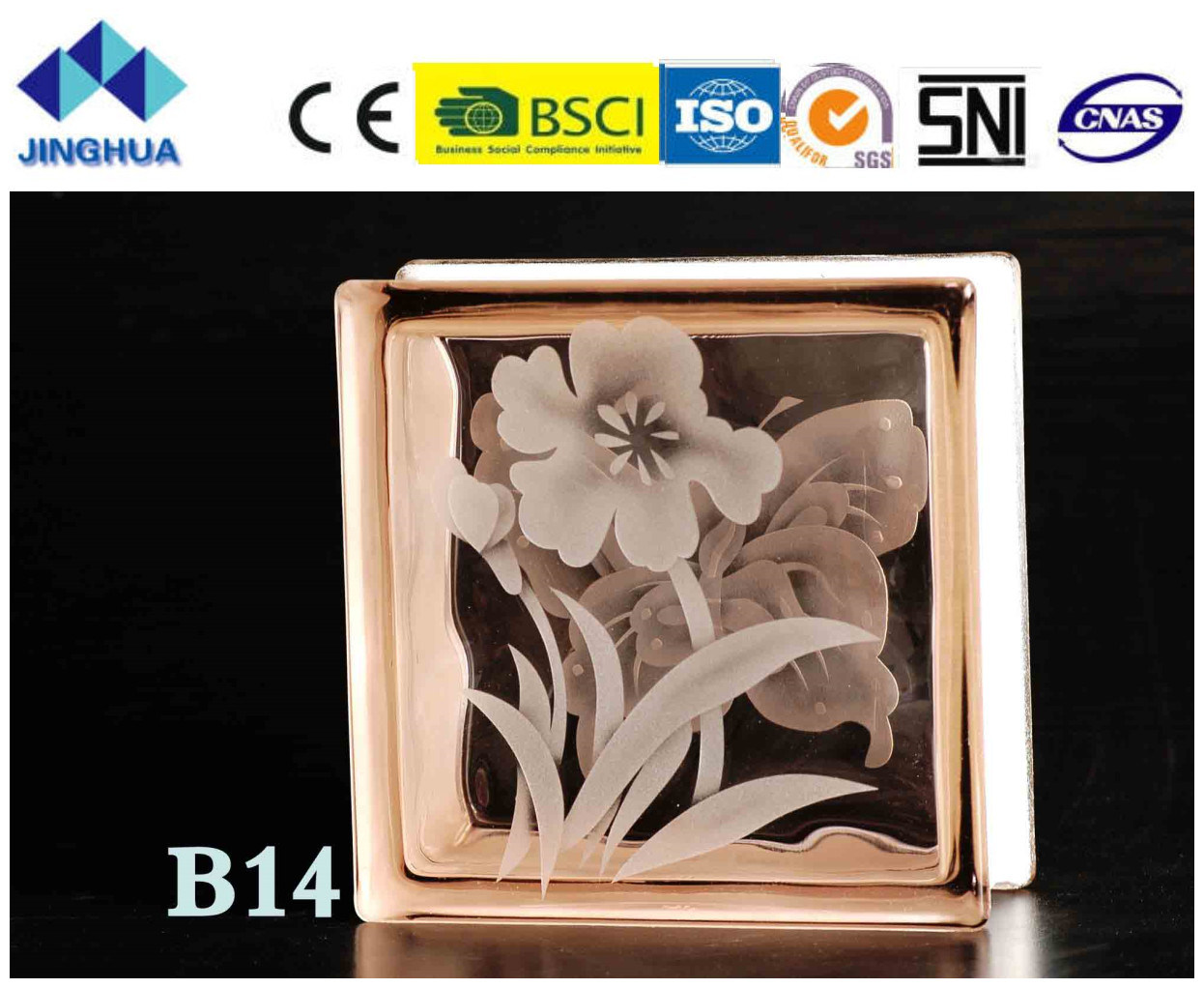 Jinghua High Quality Artistic B-14 Painting Glass Block/Brick