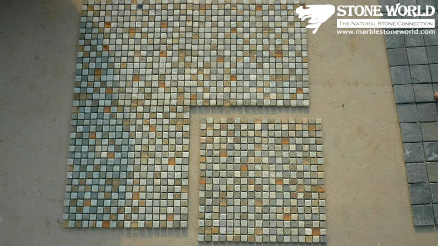 Mixed Color Glass & Slate Mosaic for Wall Decoration (mm057)